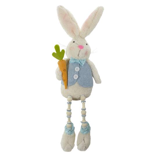 22&#x22; Blue &#x26; White Boy Easter Bunny Beaded Figure